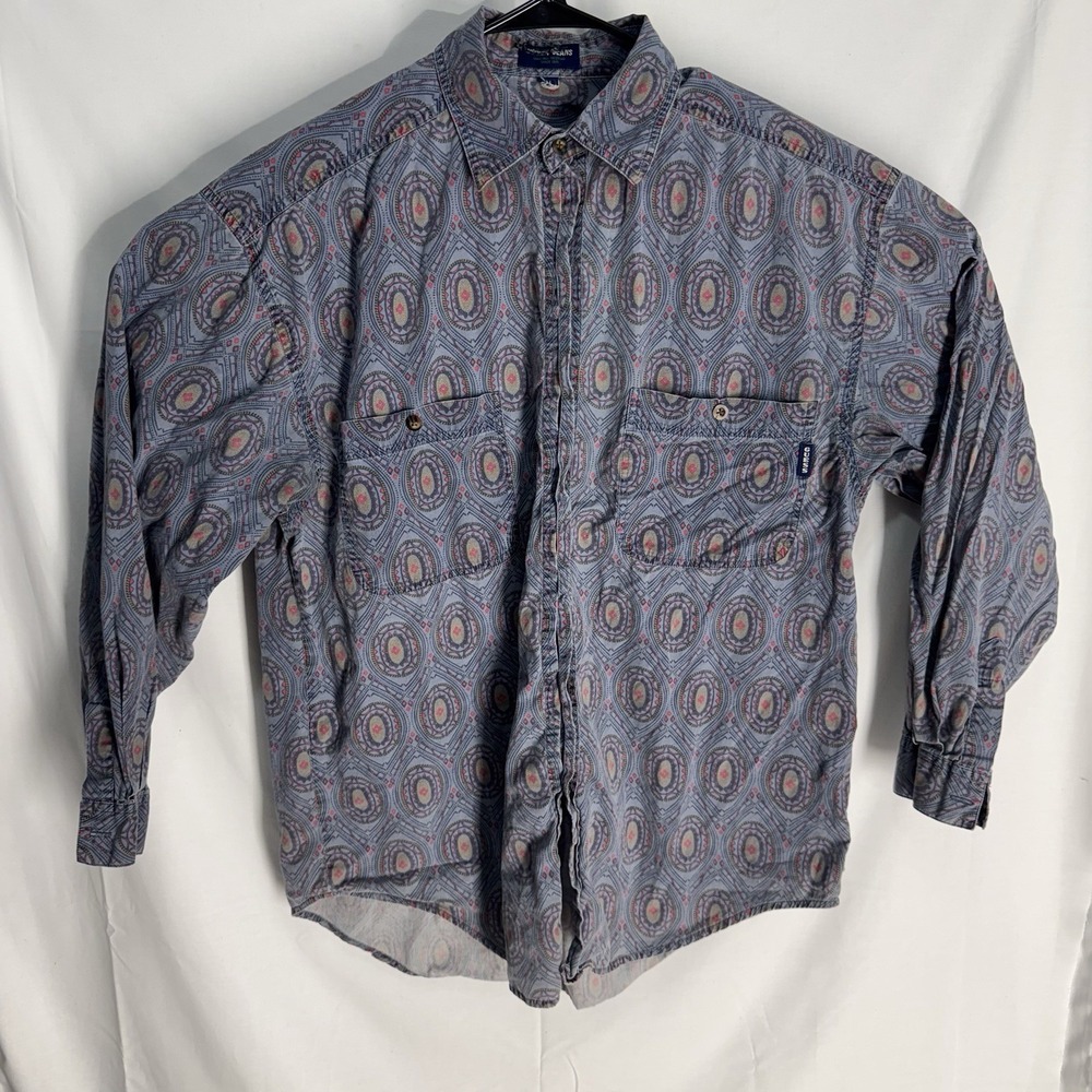 Vintage 90s Guess American Tradition Abstract Button Down Shirt Mens M Paisley